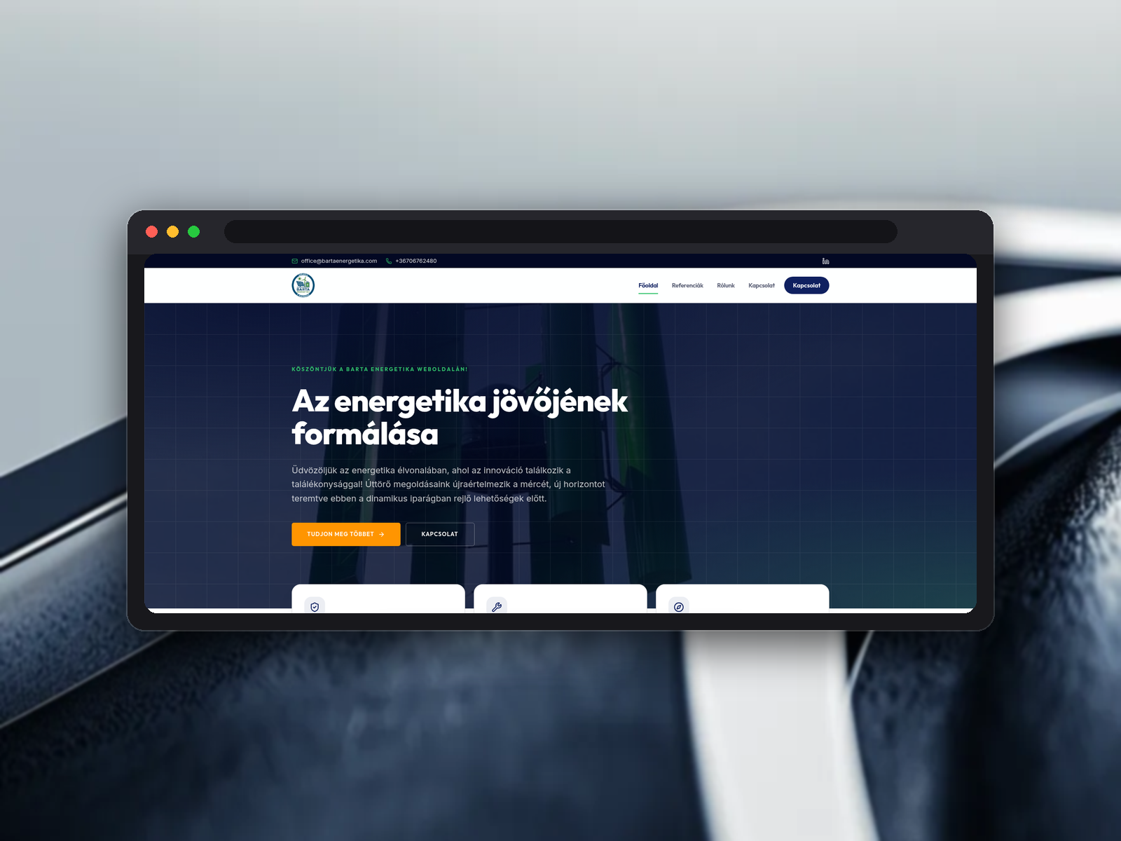 Barta Energetika weboldal bemutatóképe
