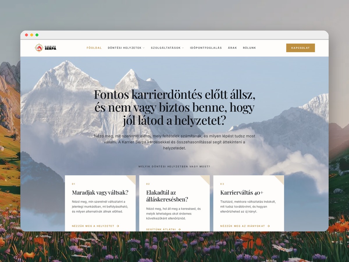 Karrier Serpa weboldal bemutatóképe