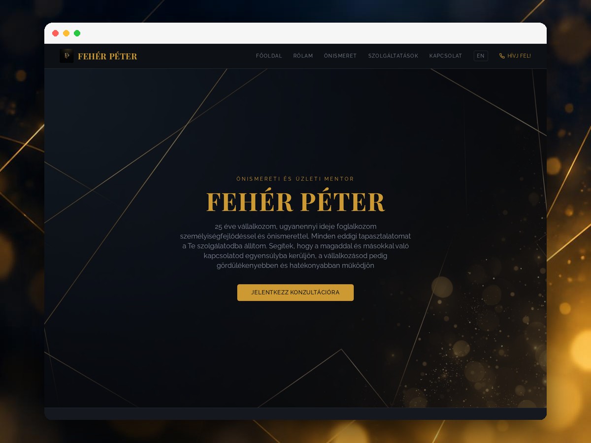 Fehér Péter weboldal bemutatóképe
